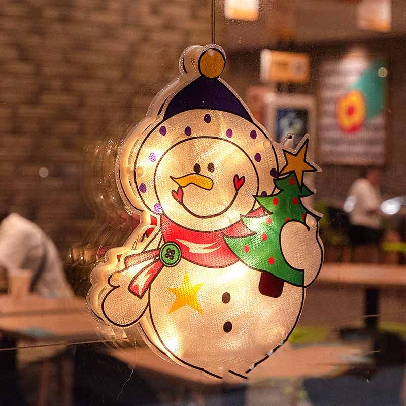 Outdoor Christmas Silhouette Lights LED Christmas Tree Window Curtain Lights With Suction Cup For Christmas Party Home