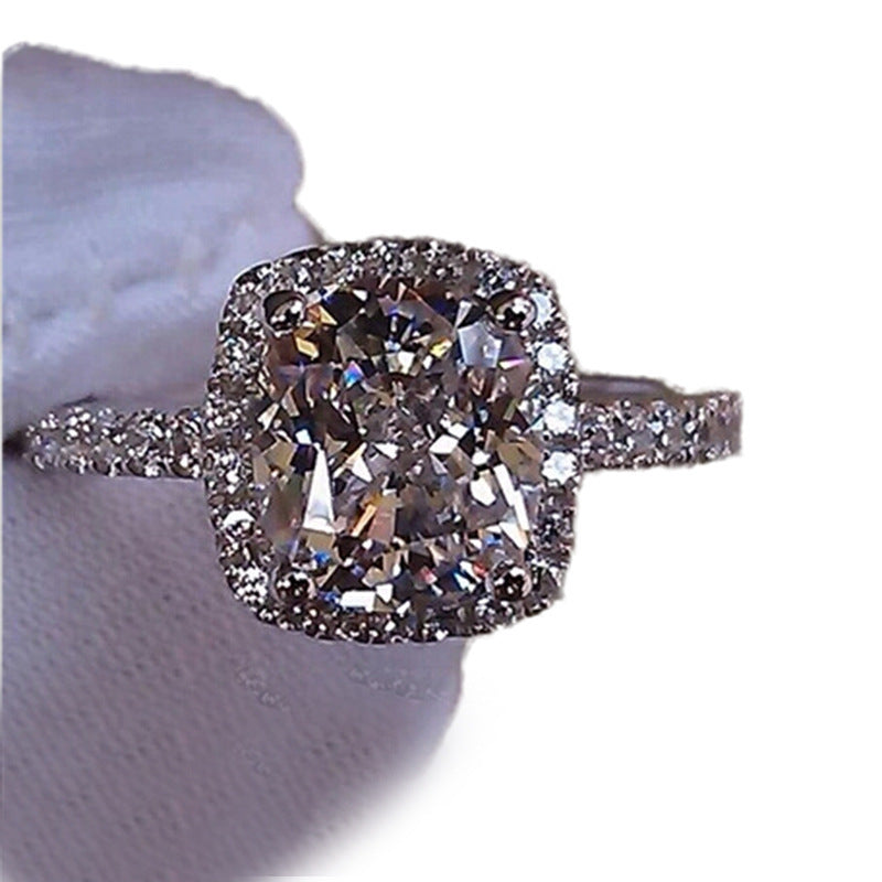 Women's Beautiful Square Diamond Alloy Ring