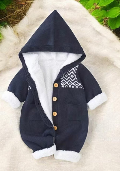 Babies' Knit Jumpsuit Cute Thickening Warm