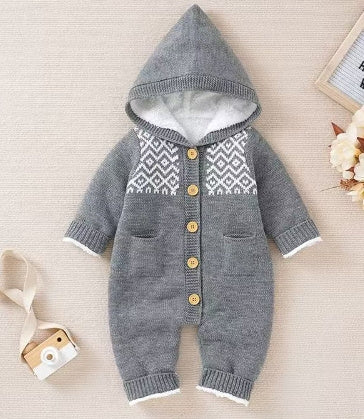 Babies' Knit Jumpsuit Cute Thickening Warm