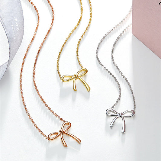 Bow Pendant Color Gold Clavicle Chain