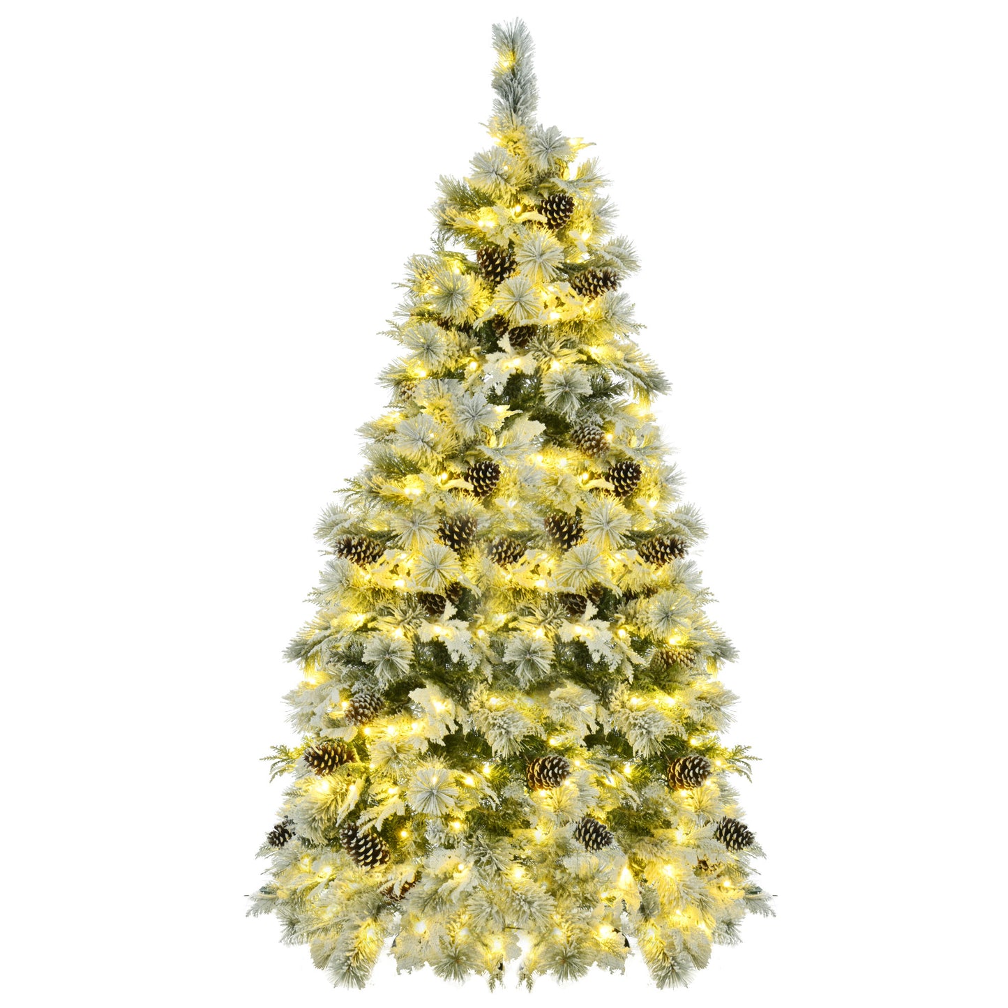 6 Feet Of Spruce Snow Covered Christmas Tree With Pre-installed Lights