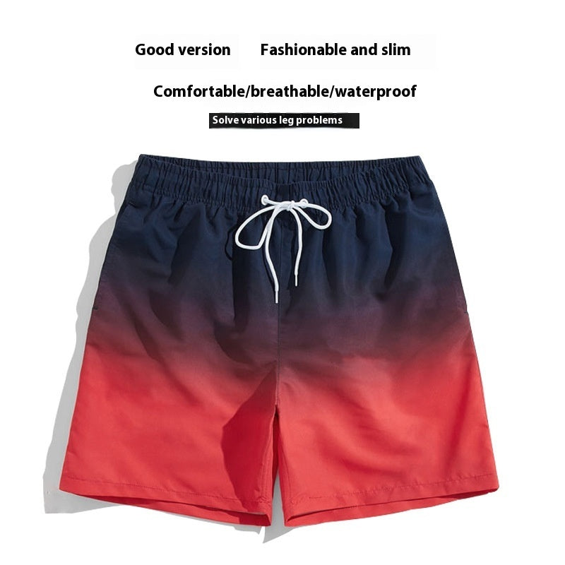 Gradient Swimming Trunks Men's Loose Printed Four Points Boyshorts