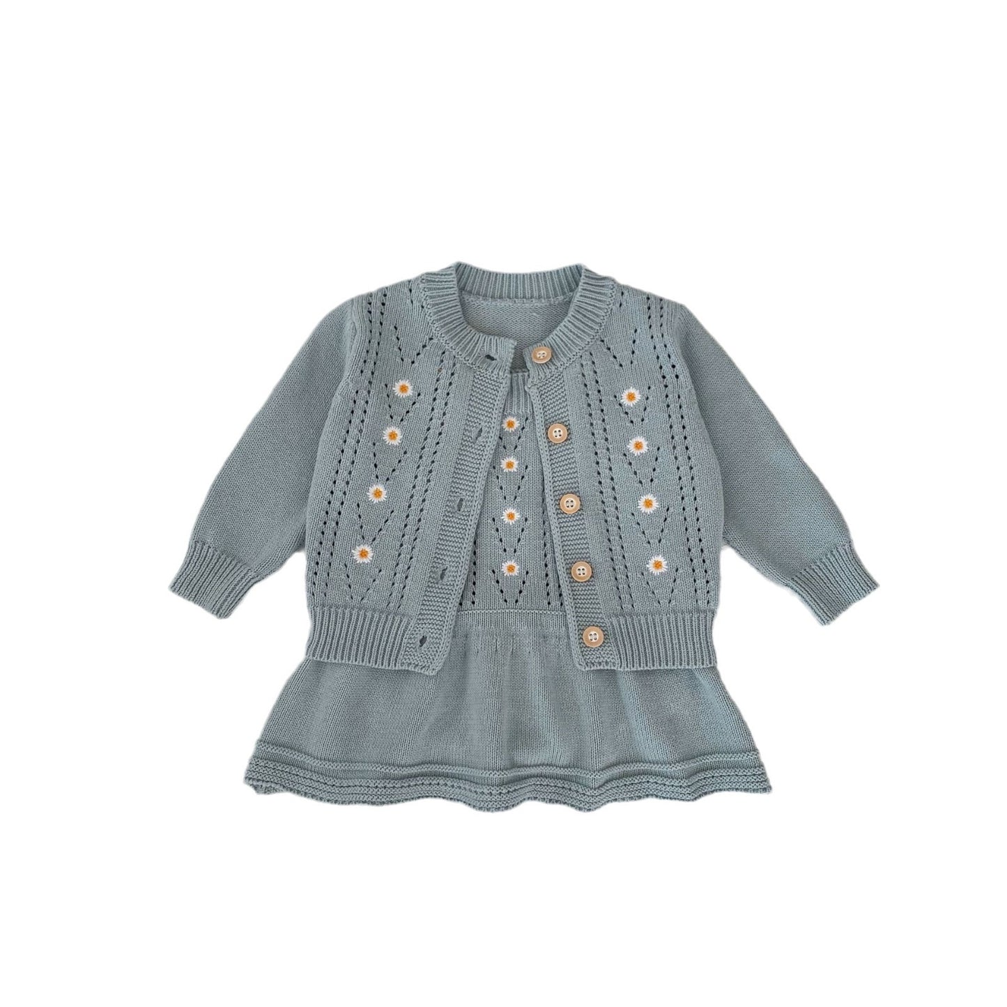 Baby Embroidered Hollow Knitted Coat Knitted Halter Skirt