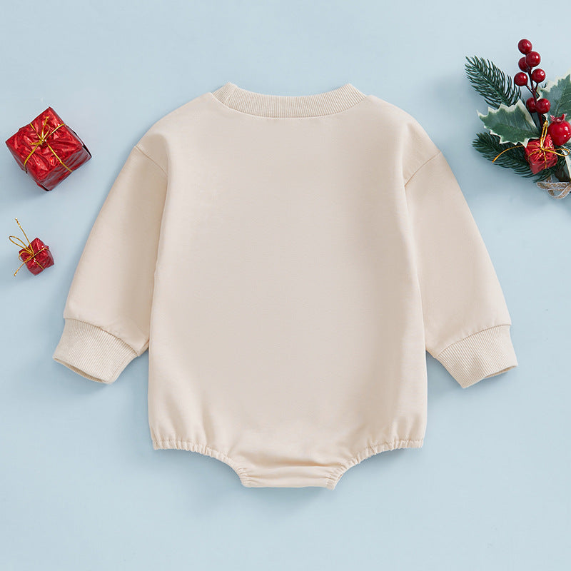 Christmas Clothes For Girls Boys Casual Sweatshirt Romper Cute Letter Long Sleeve Jumpsuit Newborn Bodysuits