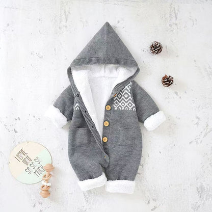 Babies' Knit Jumpsuit Cute Thickening Warm