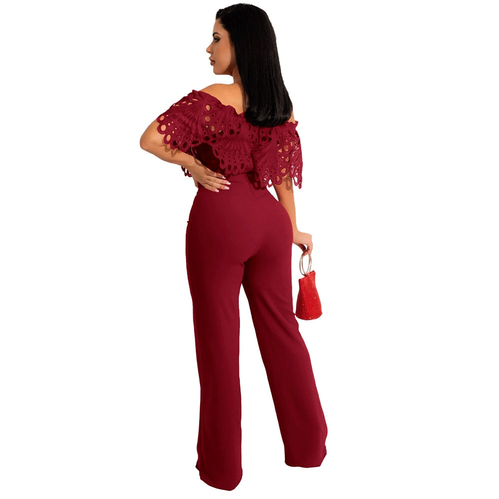 Standard Size Sexy Ruffles Off-the-shoulder Jumpsuit