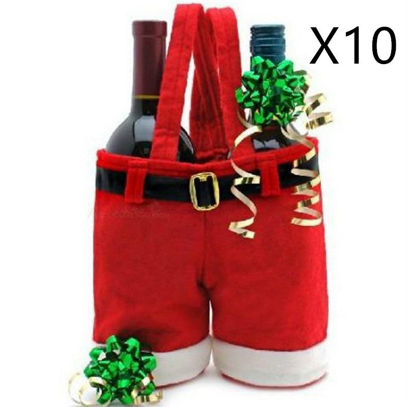 New Wool Fabric Merry Christmas Gifts Santa Pants Style Christmas Candy Gift Bag