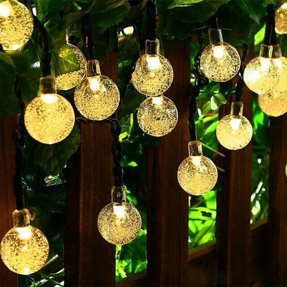 LED Solar Globe String Fairy Lights Outdoor Garden Festive Party Decor Waterproof