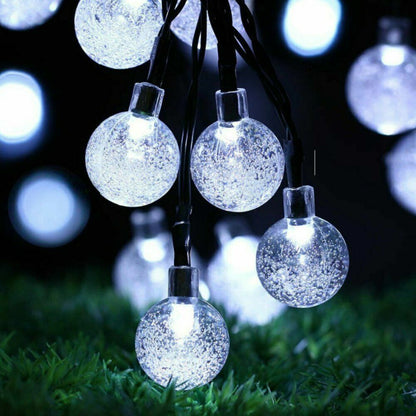 LED Solar Globe String Fairy Lights Outdoor Garden Festive Party Decor Waterproof