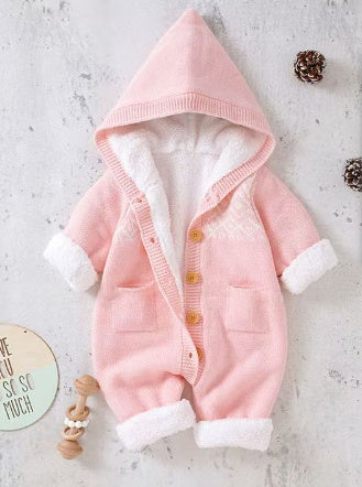 Babies' Knit Jumpsuit Cute Thickening Warm