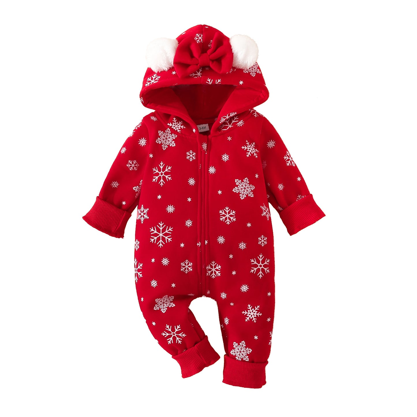 Baby Christmas Sweater Fabric Ears Hooded Jumpsuit Baby Romper