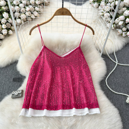 Women's Versatile Loose Sequin Camisole Vest