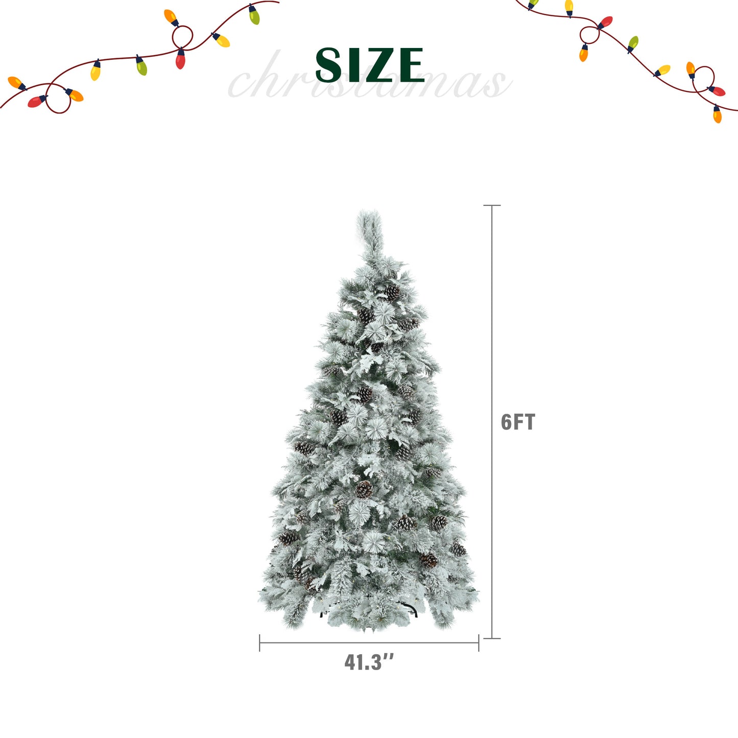 6 Feet Of Spruce Snow Covered Christmas Tree With Pre-installed Lights