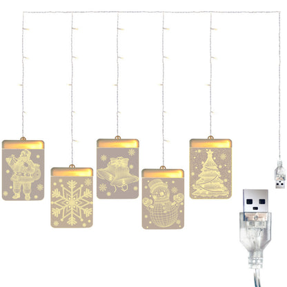 Christmas Bells And Snowflakes Hanging Keli Curtain Lights