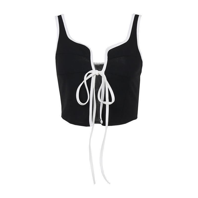 Pure Black Elegant Shoulder Strap Vest Design Beautiful Back