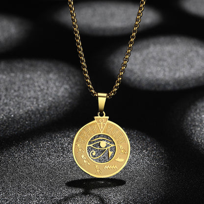 Stainless Steel Egyptian Hieroglyphics Necklace