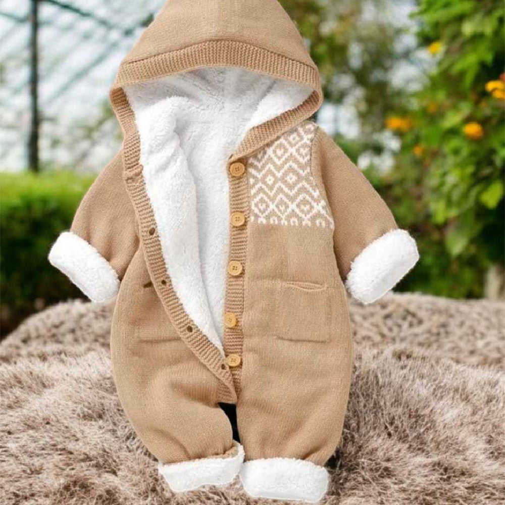 Babies' Knit Jumpsuit Cute Thickening Warm