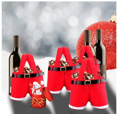 New Wool Fabric Merry Christmas Gifts Santa Pants Style Christmas Candy Gift Bag