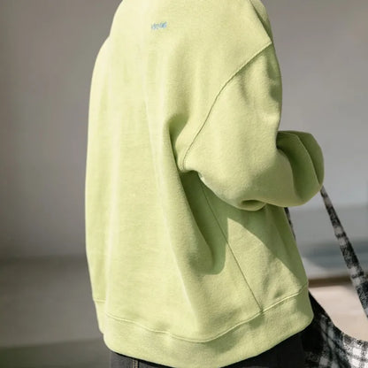 Streetwear Women Clothes Letter Harajuku Tender Green Hoodie Female Spring  Autumn Loose Cotton Long Sleeve O Neck Sweatshirt