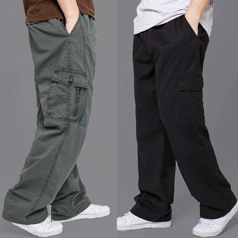 New Cargo Pants Men's Loose Straight Oversize Clothing Solid Grey Versatile Work Wear Black Joggers Cotton Casual Male Trousers