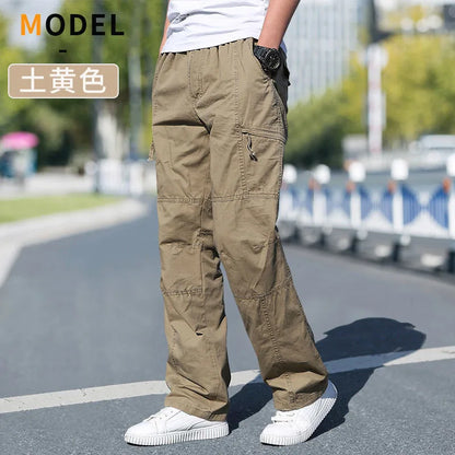 New Cargo Pants Men's Loose Straight Oversize Clothing Solid Grey Versatile Work Wear Black Joggers Cotton Casual Male Trousers