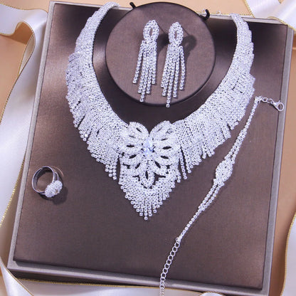 Stonefans Luxury Wedding Crystal Bridal Jewelry Sets for Women Festival Gift Rhinestone Necklace Earrings Sets Party Accessories