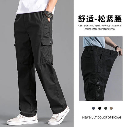 New Cargo Pants Men's Loose Straight Oversize Clothing Solid Grey Versatile Work Wear Black Joggers Cotton Casual Male Trousers