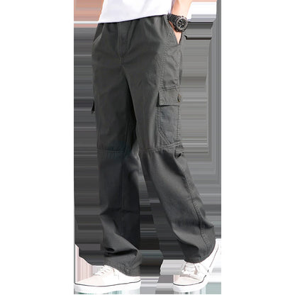 New Cargo Pants Men's Loose Straight Oversize Clothing Solid Grey Versatile Work Wear Black Joggers Cotton Casual Male Trousers