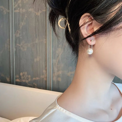 Elegant Temperamental Pearl Gold Color Drop Earring For Women Engagement Wedding Daily Wearing Earrings Korean Fashion Jewelry