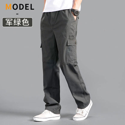 New Cargo Pants Men's Loose Straight Oversize Clothing Solid Grey Versatile Work Wear Black Joggers Cotton Casual Male Trousers