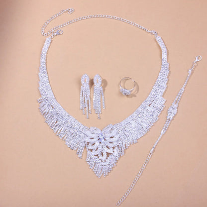 Stonefans Luxury Wedding Crystal Bridal Jewelry Sets for Women Festival Gift Rhinestone Necklace Earrings Sets Party Accessories