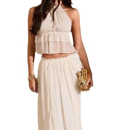 Women's Comfort And Casual Backless Set Long Dress