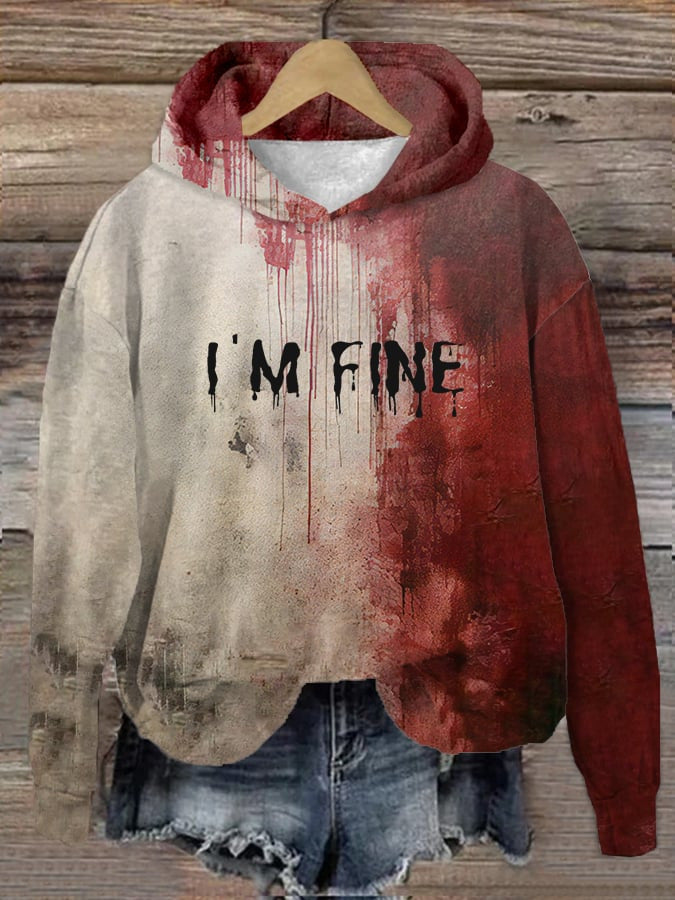 I AM FINE Art Graffiti Red Hoodie