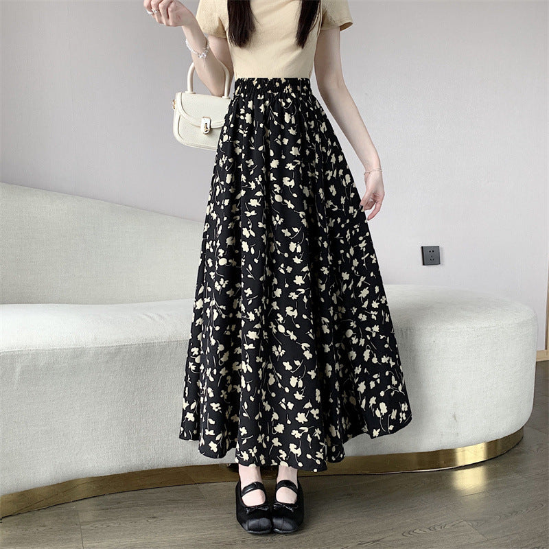 French Floral Summer A- Line Chiffon Dress