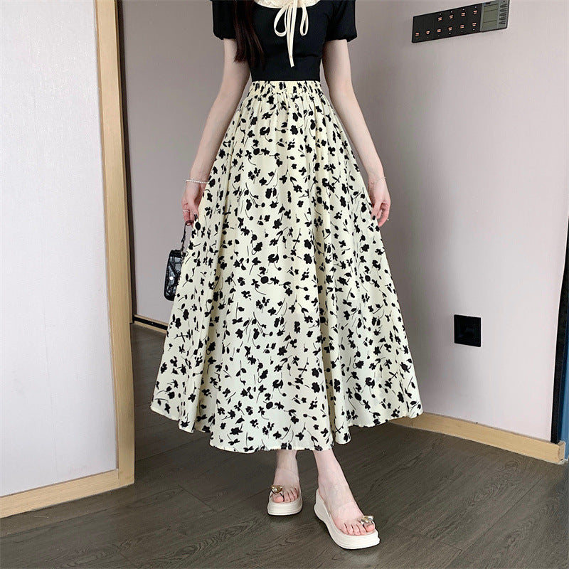 French Floral Summer A- Line Chiffon Dress