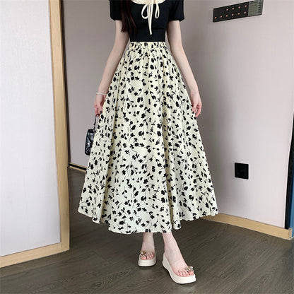 French Floral Summer A- Line Chiffon Dress