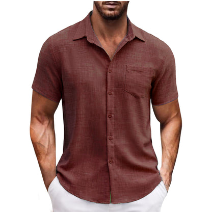 Men's Lapel Pocket Short Sleeve Casual Shirt