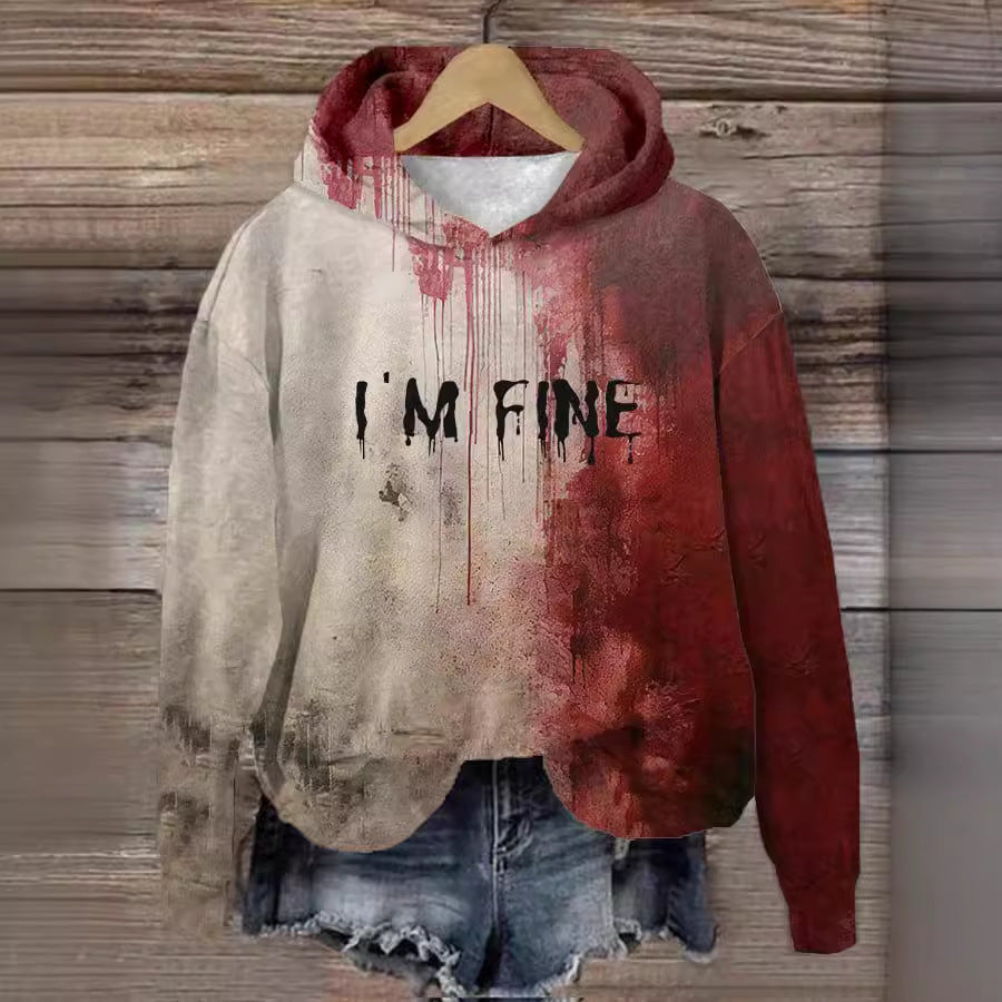 I AM FINE Art Graffiti Red Hoodie