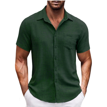 Men's Lapel Pocket Short Sleeve Casual Shirt