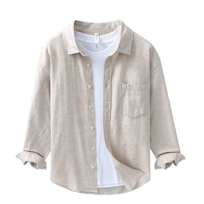 Long Linen Sleeves Casual All-matching Cotton Linen Shirt