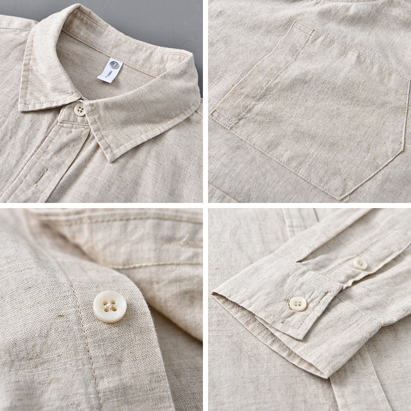 Long Linen Sleeves Casual All-matching Cotton Linen Shirt