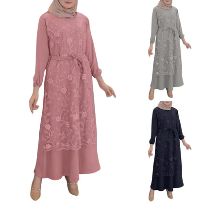 Women's Muslim Robe Bat Sleeve Long Round Neck Loose Temperament Prayer Clothing Punjabi Suits