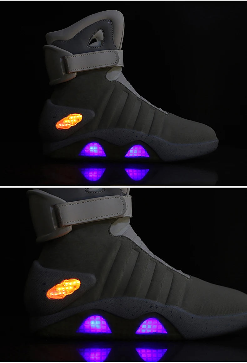 UncleJerry Men Boots Back to Future Adult USB Charging LED Shoes with Remote Control for Men and Women Boots for Party Mag