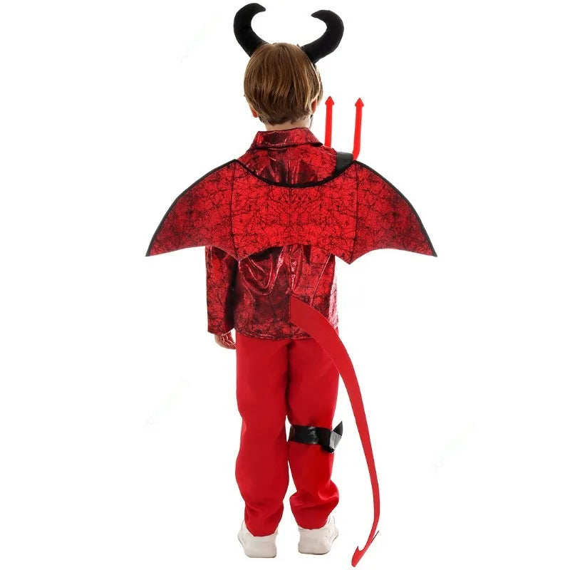 Girls Boys Little Devil Cosplay Costume Punk Roleplay Children Costume Outfits Halloween Carnival Fnatasia Suit Disguise Cloth