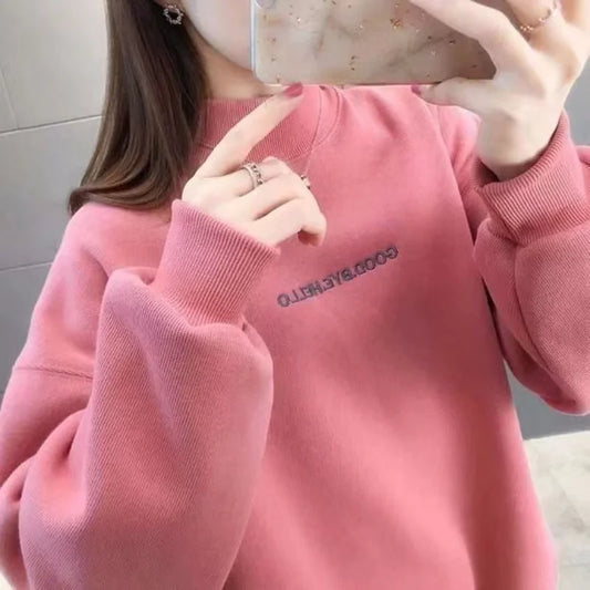 2023 Spring Autumn Sweatshirt Women Fleece Thickened Pullovers Sweatshirt Long Sleeve New Fashion Loose Kpop Clothes