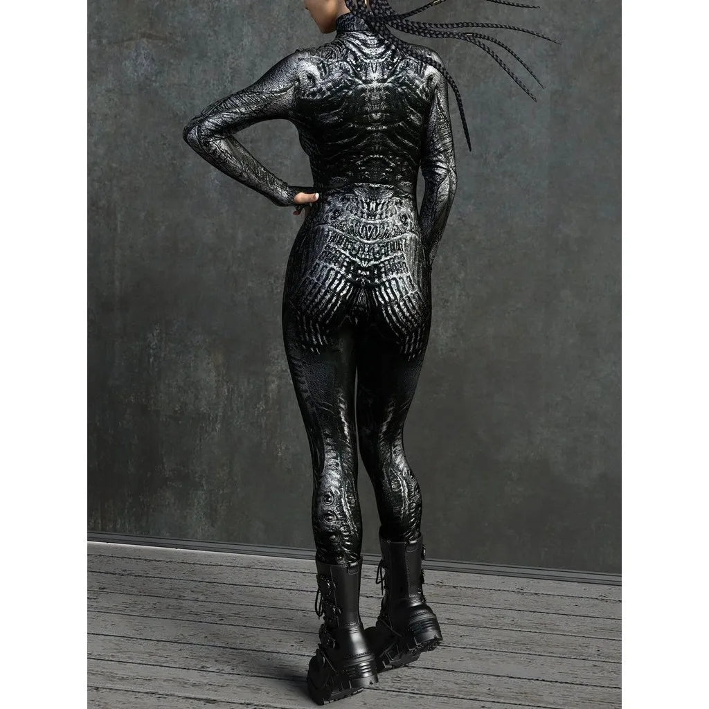 Unisex Cyber Punk 3D Digital Printing Halloween Party Role Play Outfit Women Men Cosplay Costume Carnival Jumpsuit