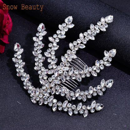 DZ031 Golden Bridal Comb Wedding Hair Accessiories Luxury Party Headpieces Fashion Design Bride Tiara Hairbands Hair Clips