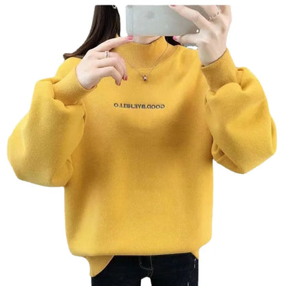 2023 Spring Autumn Sweatshirt Women Fleece Thickened Pullovers Sweatshirt Long Sleeve New Fashion Loose Kpop Clothes