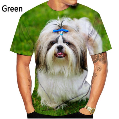 New Fashion Cute Shih Tzu Dog 3D Printed T-shirt Men's and Women's Summer Casual Short-sleeved Animal Shirt Top